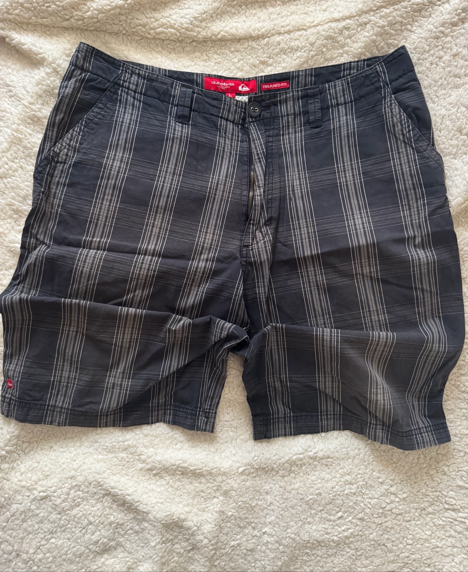 Shorts de Praia Xadrez Quicksilver Cinza Escuro Tamanho L Skate Surf Casual – photo 20